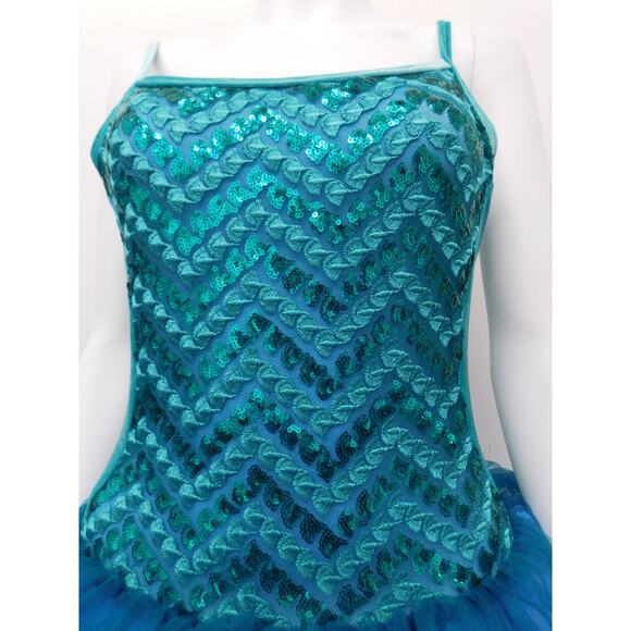 Dance Costume Curtain Call   Small Adult Turquoise Ballet - Picture 2 of 8